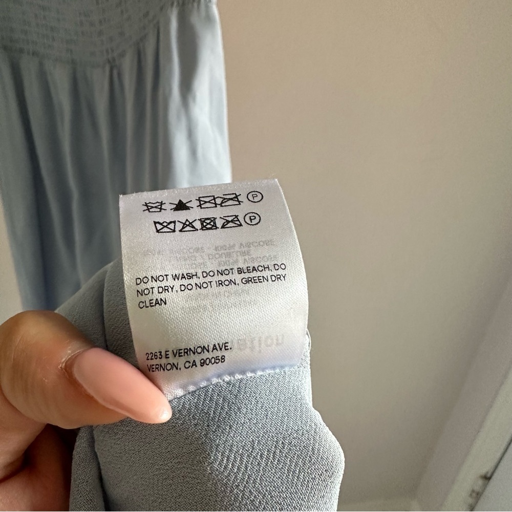 NWT Reformation Meadow Smocked Light Blue Midi Dress with Slit - Picture 9 of 10